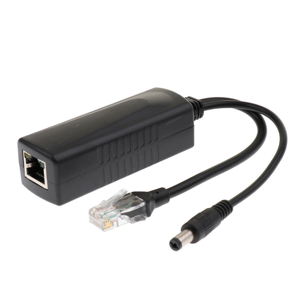 2Piece Power Over Ethernet Passive 48V to 12V 2A PoE Adapter Splitter Cable