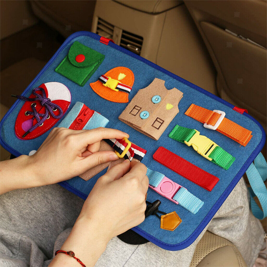 Baby Kids Montessori Learn to Dress Toys Board Felt Foldable Backpack Toys