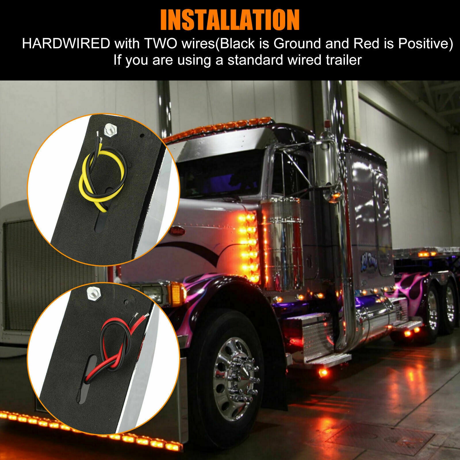 4X 12 LED 12V Yellow+Red Sealed Chrome Side Marker Truck Trailer Clearance Light