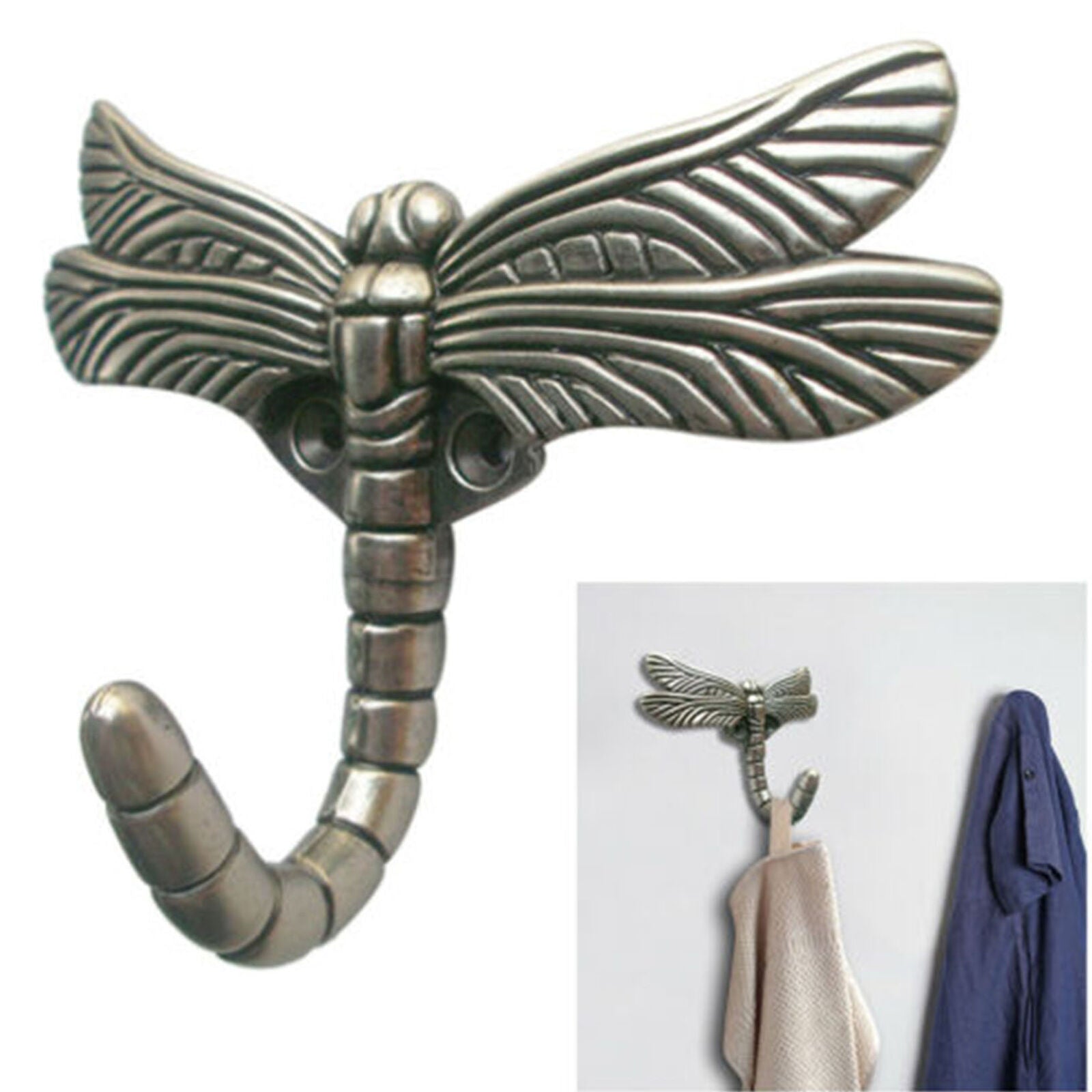 Zinc Alloy Living Room Rustic Wall Mounted Coat Hook Hallway Dragonfly Shape