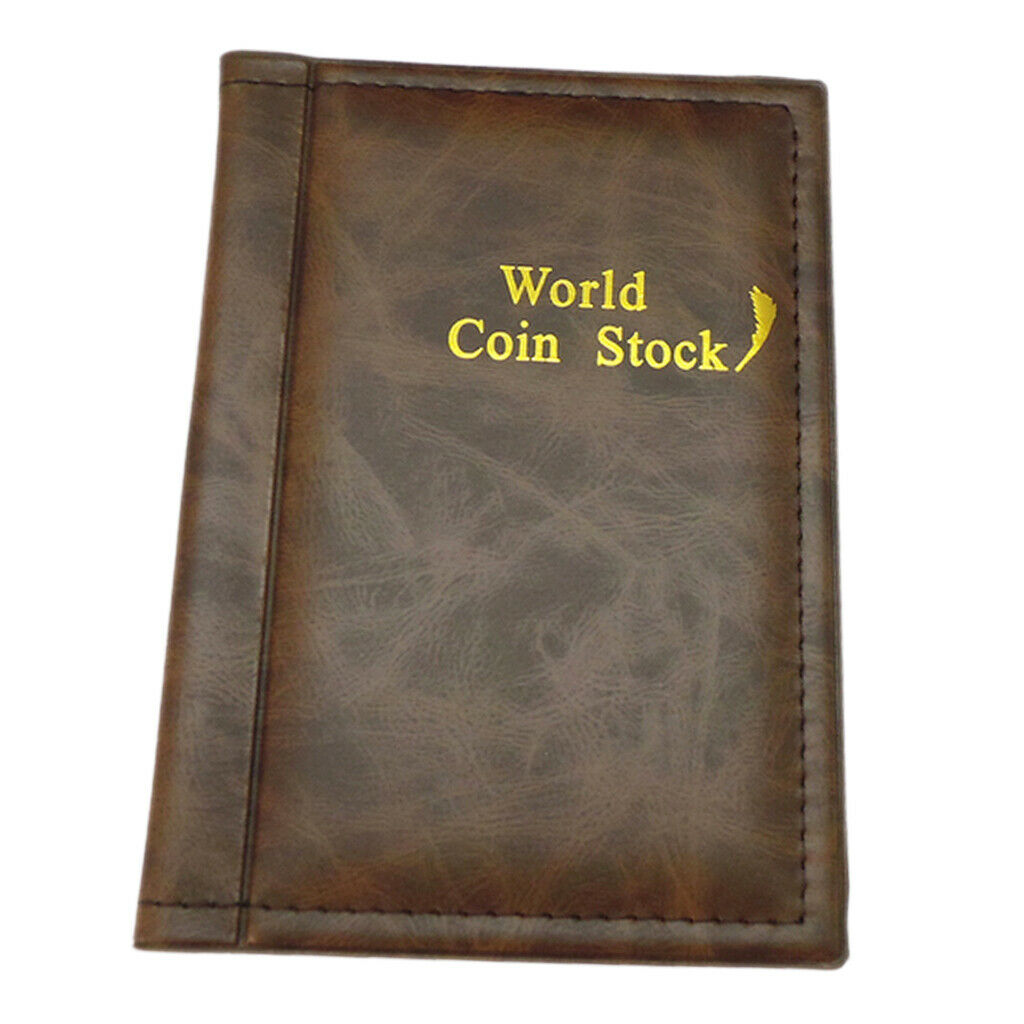 120 Coin Holder Collector Storage Money Pocket PU Leather Album Book Brown