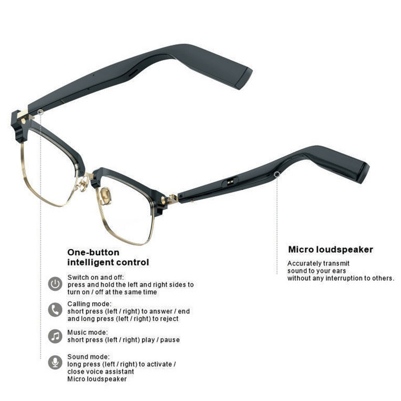 IP67 Bluetooth 5.0 Smart Glasses Water Adjustable for Sports Running