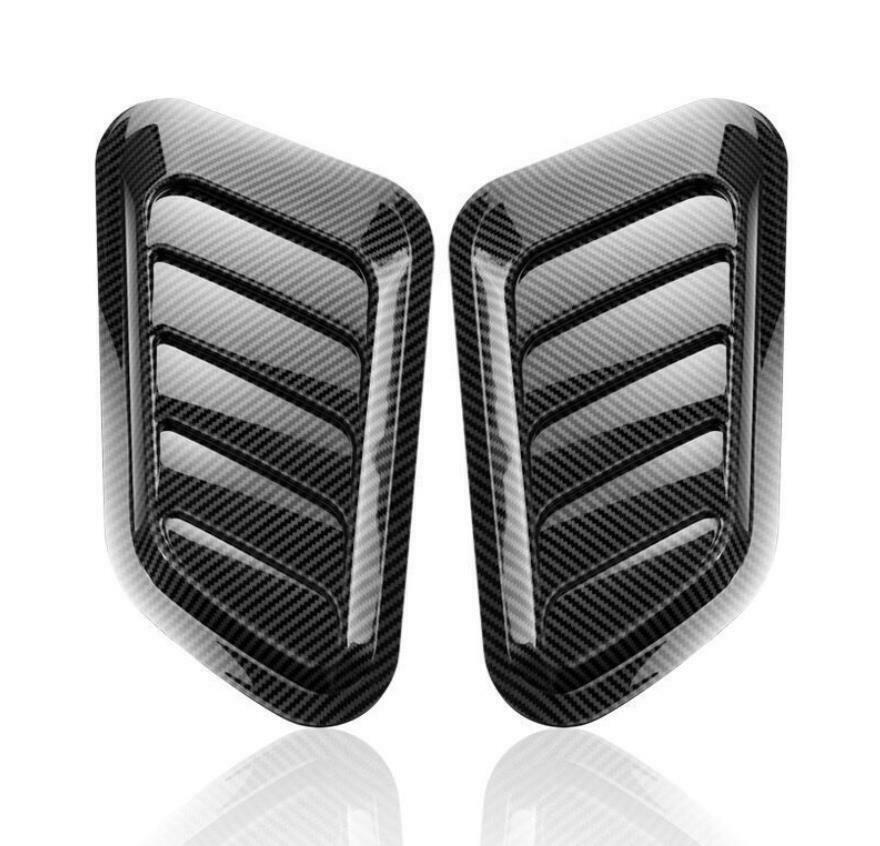 2PCS Car Air Flow Intake Scoop Bonnet Side Fender Vent Hood Carbon Fiber Pattern