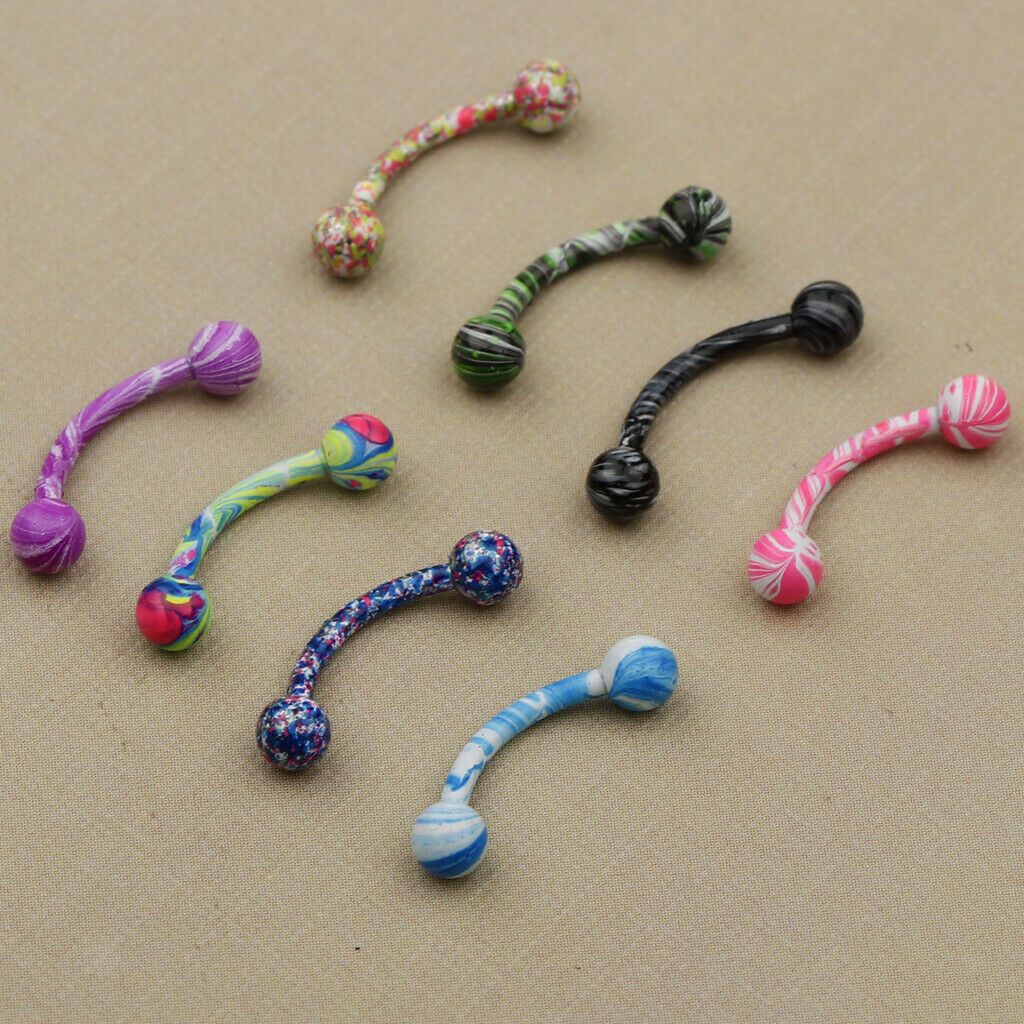 8pcs Stainless Steel Ball Curved Barbell Lip Stud
