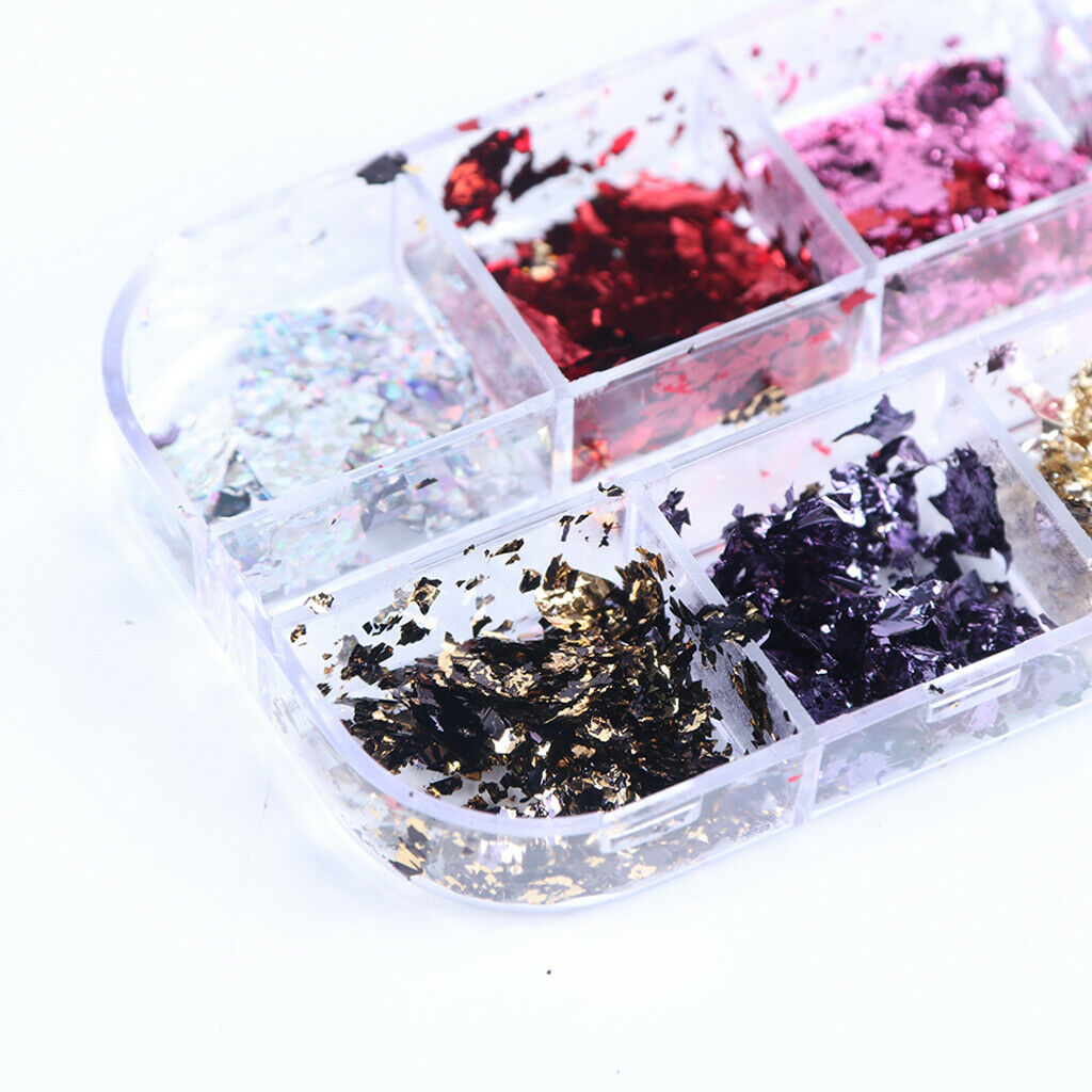 Salon DIY Foil Nail Chips Glitter Paillettes Sparkle Nails Art Supplies