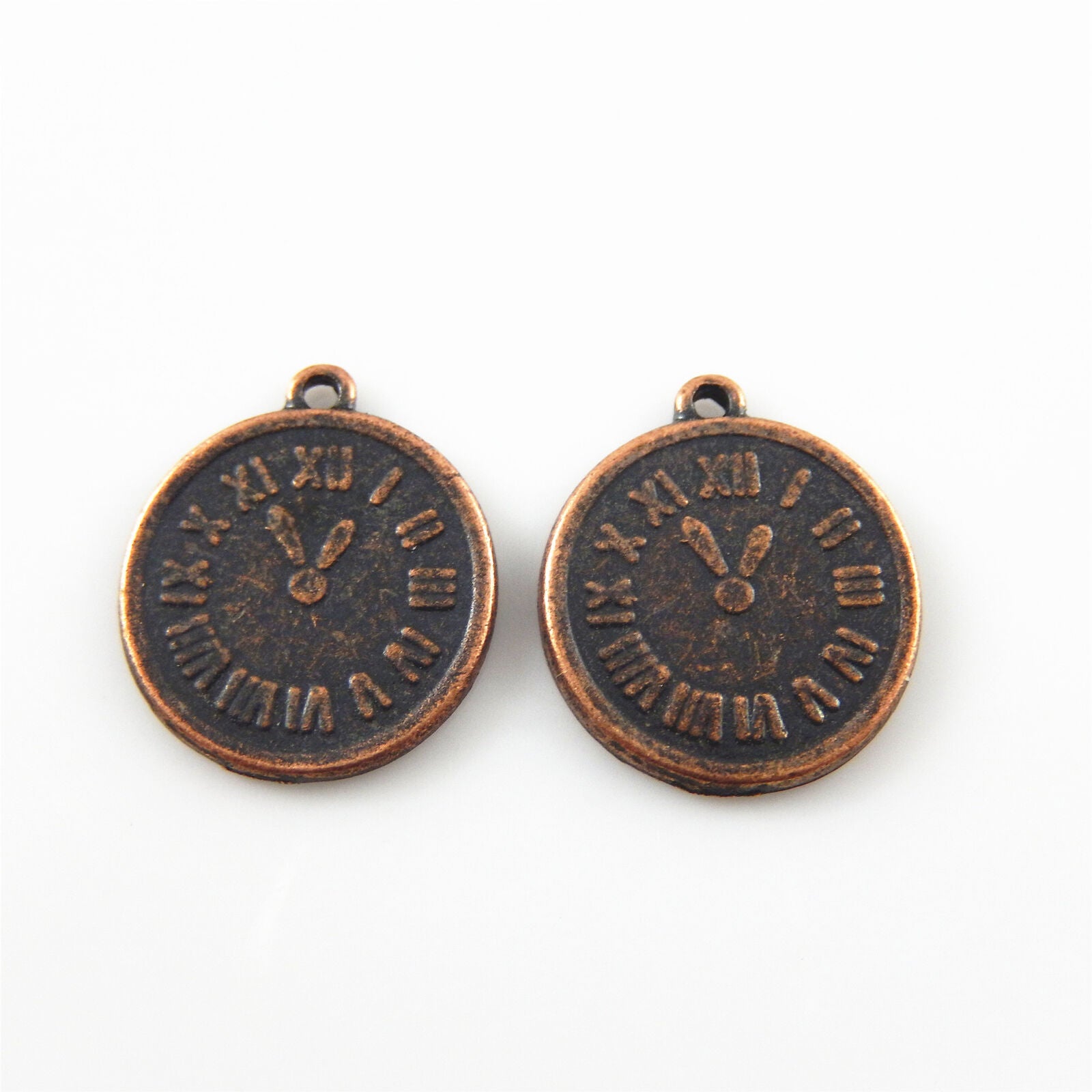 25 pcs Copper Red Color Clock Shaped Pendant Charm 11mm Jewelry Accessories DIY