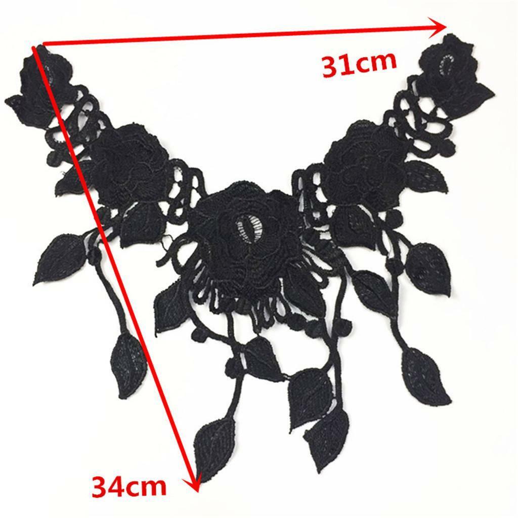 2Pcs Lace Embroidered Floral Venise Neckline Neck Collar Sewing Applique