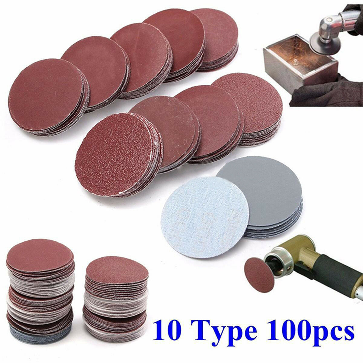 100pcs 3inch 75mm Mixed Grit Discs Sanding Auto Car Polishing Pads Sandpaper Kit