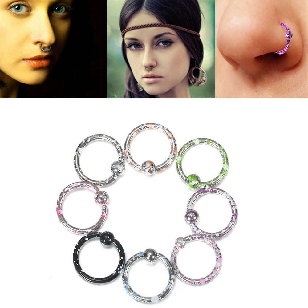 8Pcs/Set Stainless Steel Horseshoe Bar Lip Nose Septum Ear Ring Stud Piercing