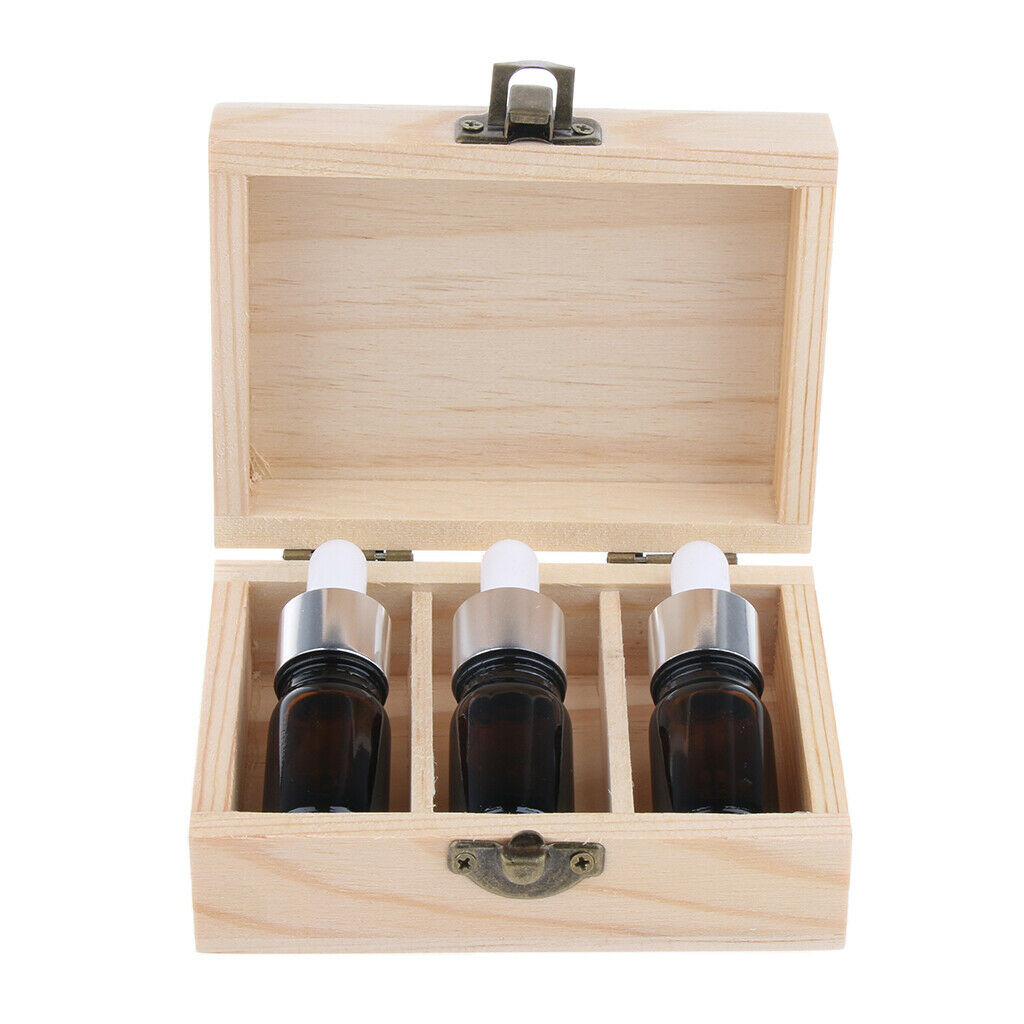2 Pcs Handmade Natural Wood Essential Oils Aromatherapy Storage Box Display