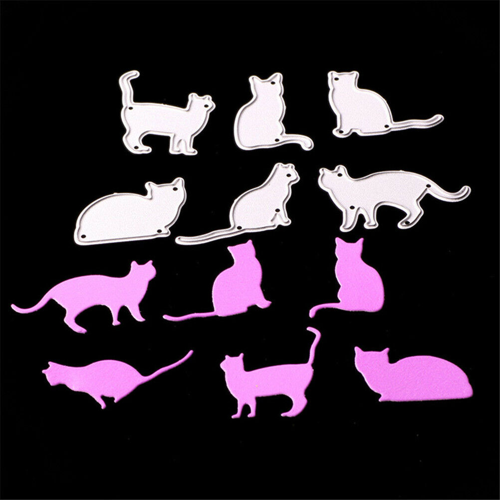 6pcs cat metal cutting dies stencil scrapbook paper cards craft embossin.l8