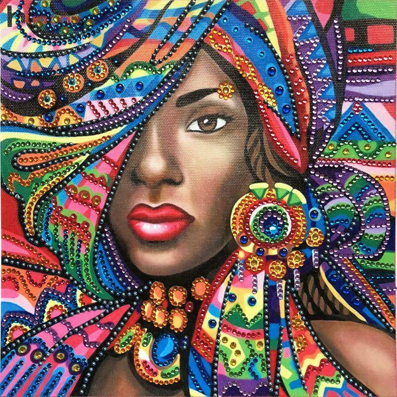 African Woman 5D DIY Diamond Painting Embroidery Cross Stitch Kits Home Decor