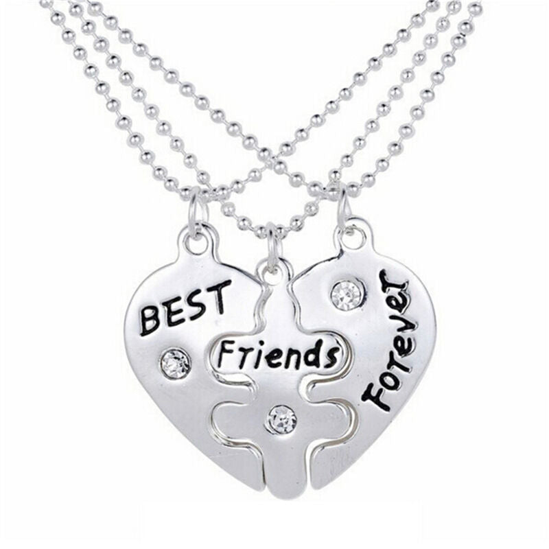 Best Friends Forever Broken Heart Crystal Pendant Necklace Friendship Jewelr Pb