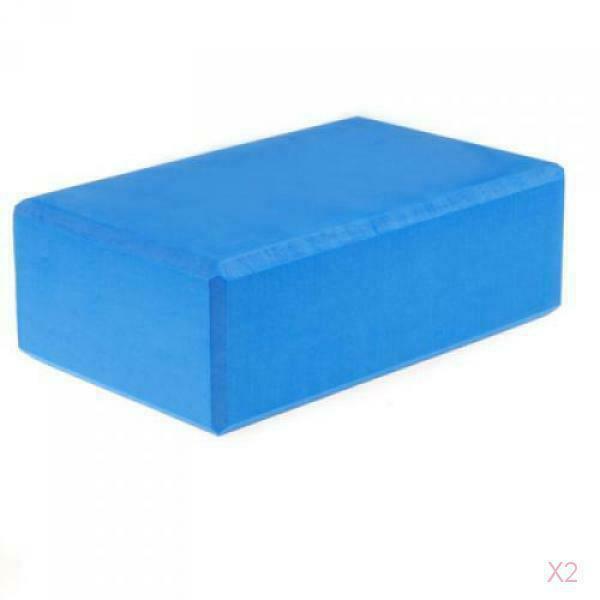 2x Exercise Fitness Yoga Pilates Block Foam Props Brick Home Park Blue