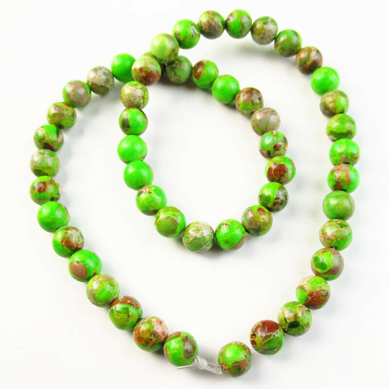8mm Light Green Man-made Sea Sediment Jasper Ball Loose Bead 15.5 inch A522DHS