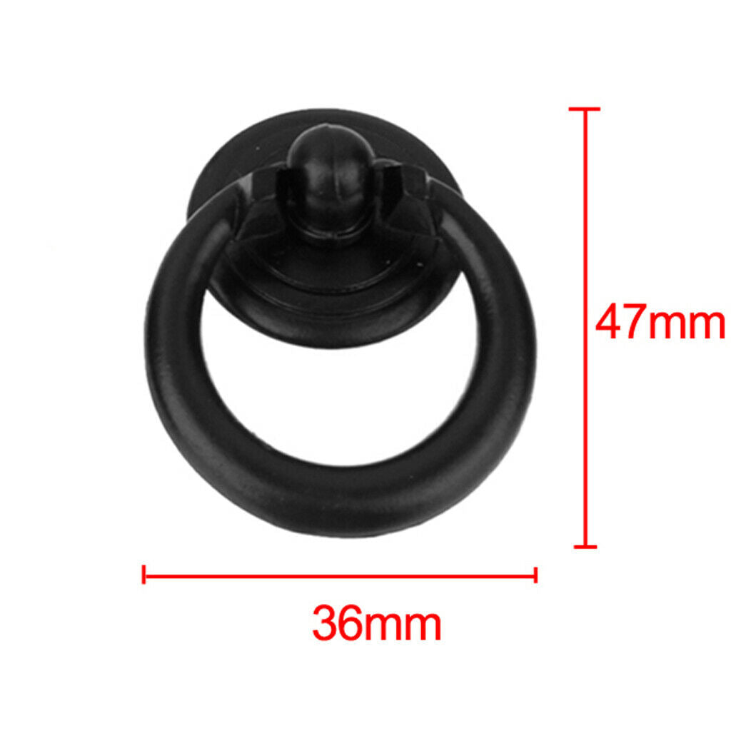 2PCS/Pack Black Metal Kitchen Cabinet Door Pulls Rings Drawer Bin Handles