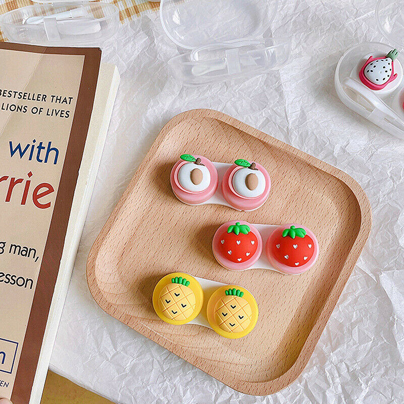 Women Color Contact Lenses Case Cute Strawberry Carrot Watermelon Peach CactBDA