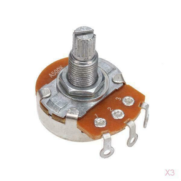 3x A500K OHM Audio Volume Guitar Potentiometer Split Shaft with Coarse Knurling