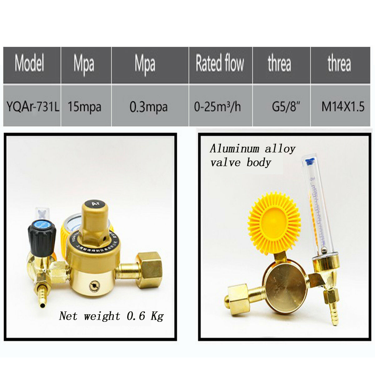 Argon CO2 Mig Tig Flow Meter Welding Weld Regulator Gauge Welder G5/8 15mpa  â˜ª