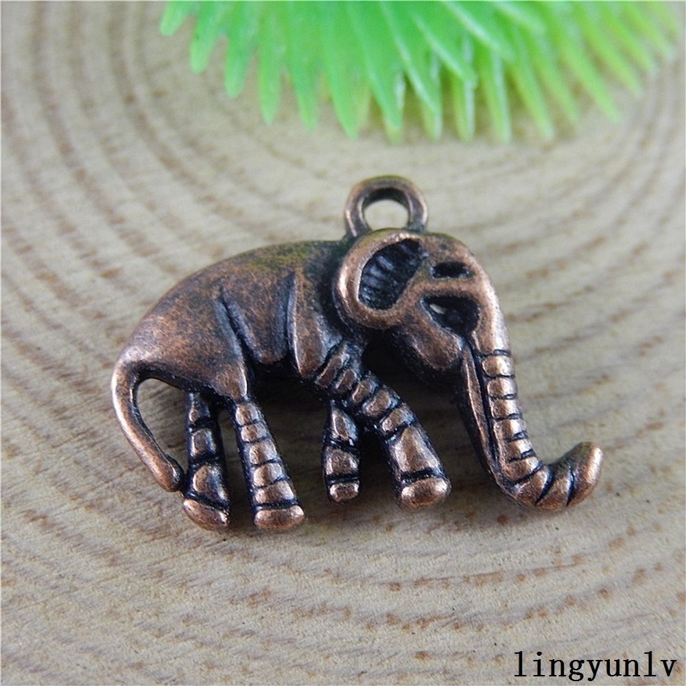 10 pcs Copper Red Elephant Charms Necklace Pendant Alloy Craft Findings 50784