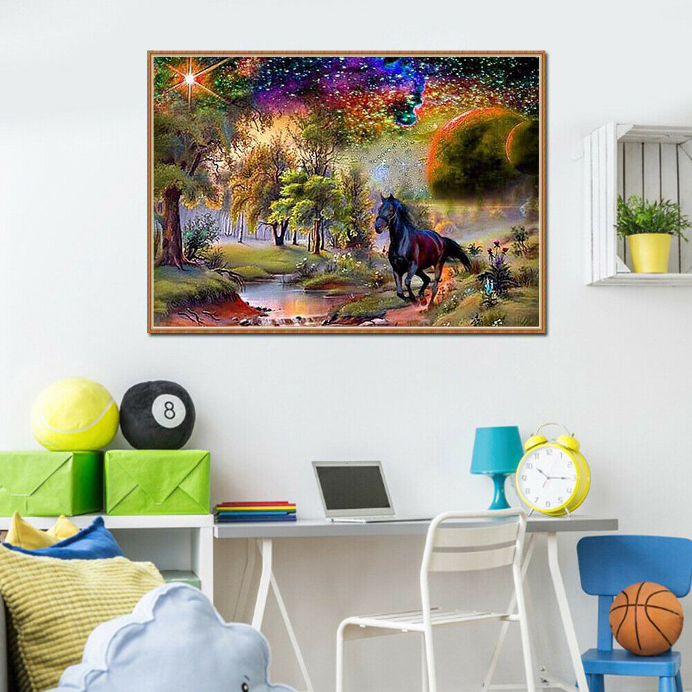 Horse DIY Full Drill Round Diamond Painting Embroidery Kits Needlework Set  @