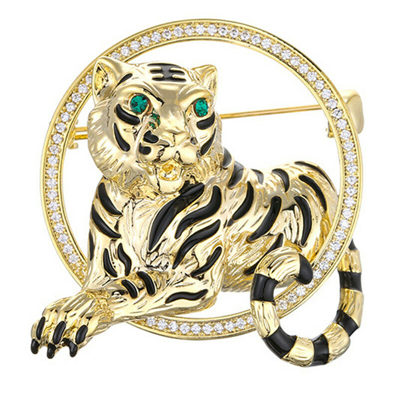 Chinese Style Men Shirt Enamel Vivid Tiger Brooch Pins Zodiac Cute Animal Brooch
