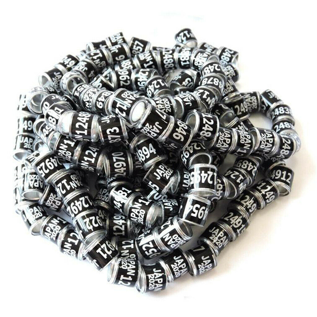 Set of 100 Racing Pigeon Leg Ring 2020 Year 8mm Plastic No Harm Black Japan