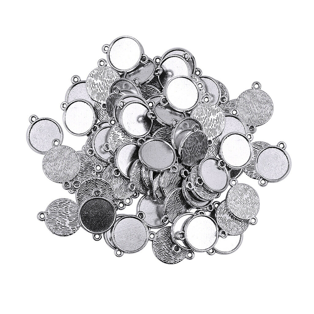 100pcs 12mm Round Photo Cameo Cabochon Settings Pendant Blanks Tray for Bracelet