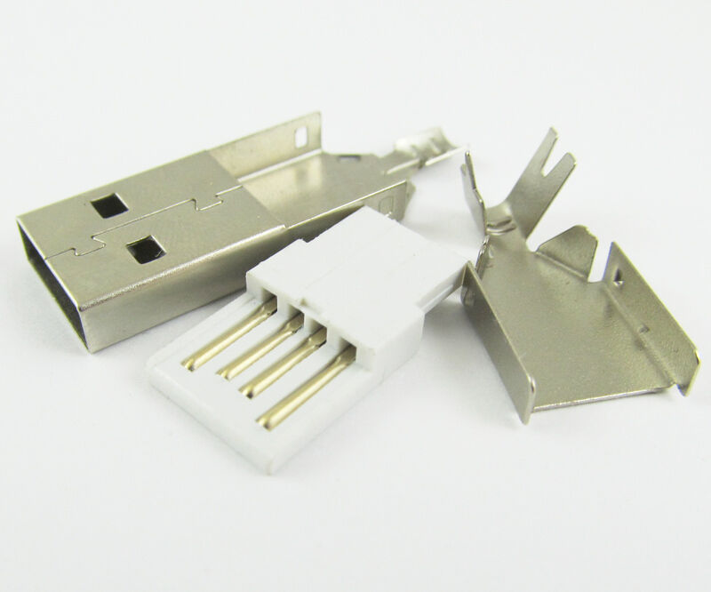 100sets Shell Housing A Type USB 4 Pin Male Plug Socket Connector PC Use Metal