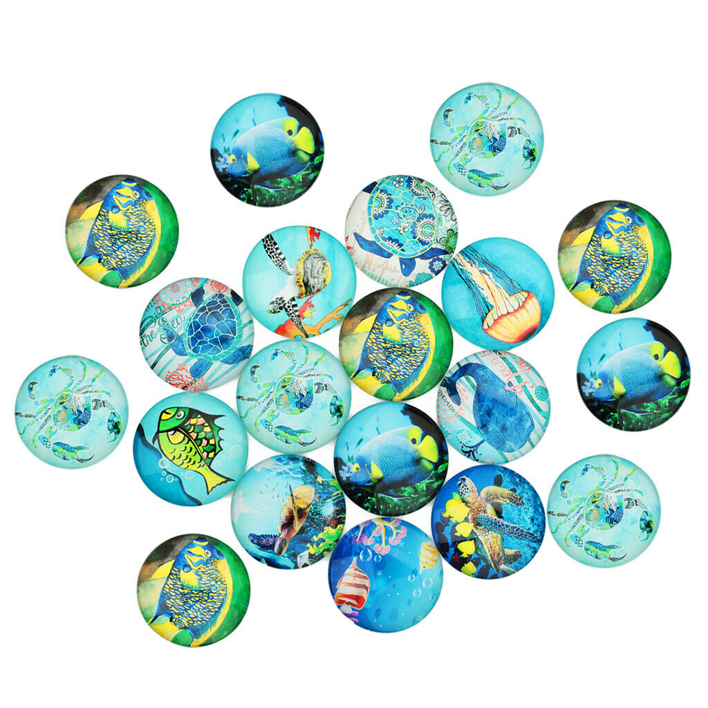 60 Pack 12mm Glass Cabochons Mosaic Printed Glass Dome Cabochons Mosaic Tiles
