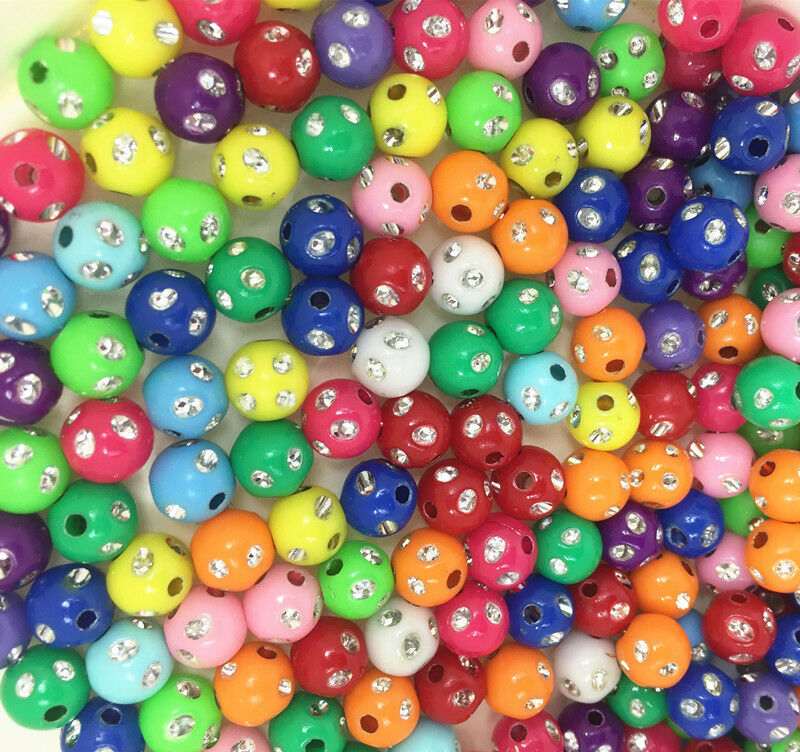 400pcs Mixed color Round Acrylic Loose Beads crafts beads Beaded 8mm