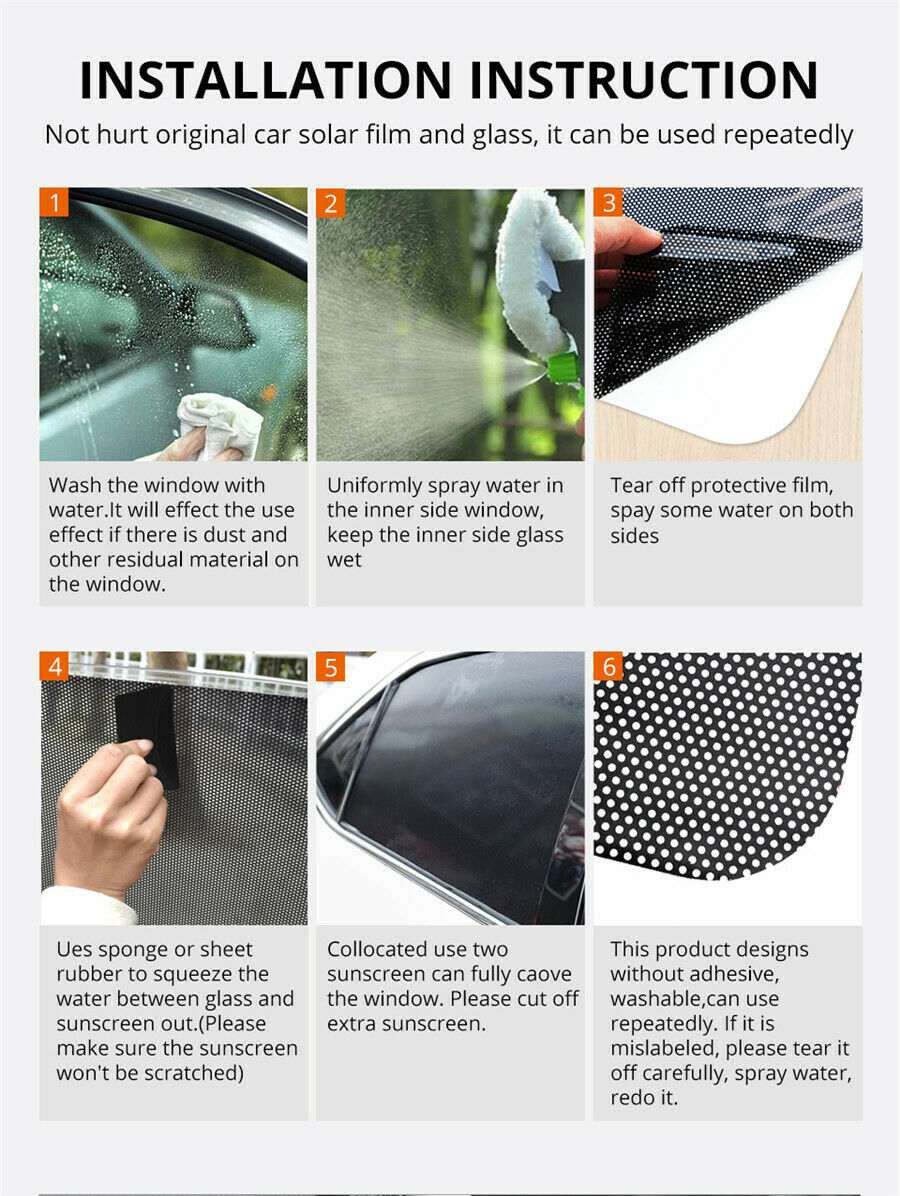 4X 63Ã—42cm Car Window Sun Shade Cover Washable Reusable for Automotive Truck SUV