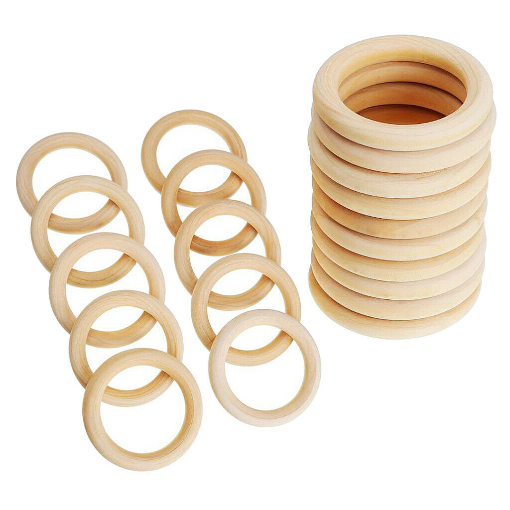 20x 60mm + 20x 50mm Natural Wood Wooden Rings for Baby Teethers Connectors