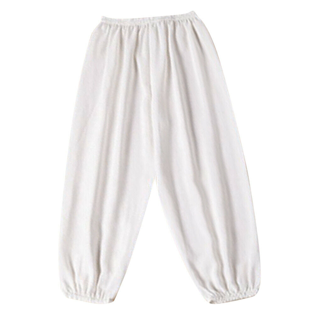 Kids Lightweight Breathable Leisure Pants Summer Silk Trousers - White