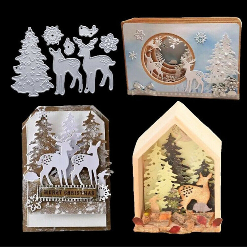 Christmas Tree Elk Cut Die DIY Scrapbooking Embossing Paper Card Stencils @
