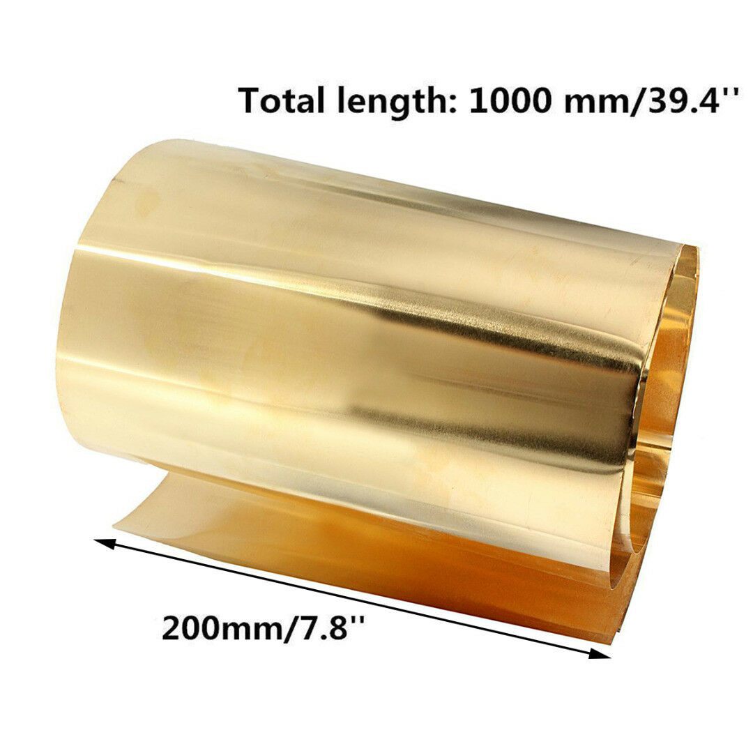 Brass Metal Thin Sheet Belt Roll Foil 0.1 x 200 x 1000mm Handicraft Metalworking
