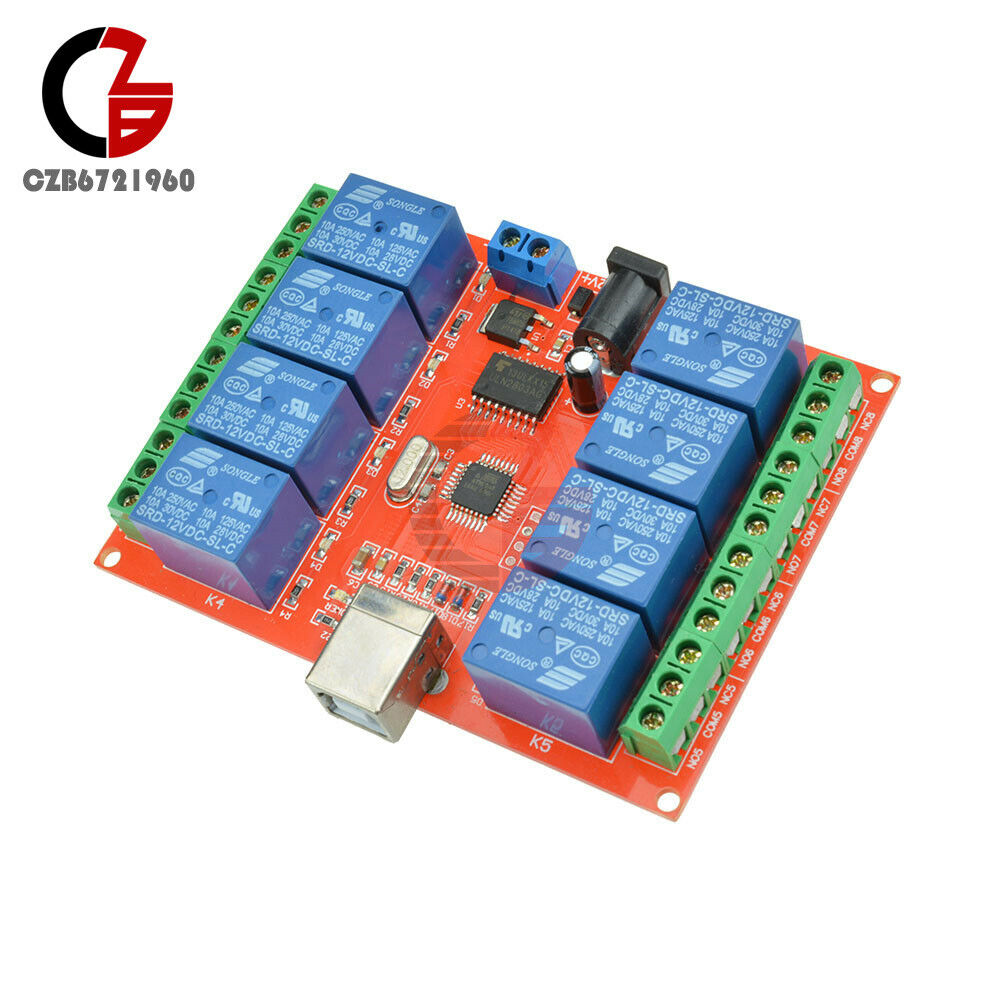 8CH 8 Channel DC 12V Relay Control Board USB ULN2803 Driver Module For AVR ARM