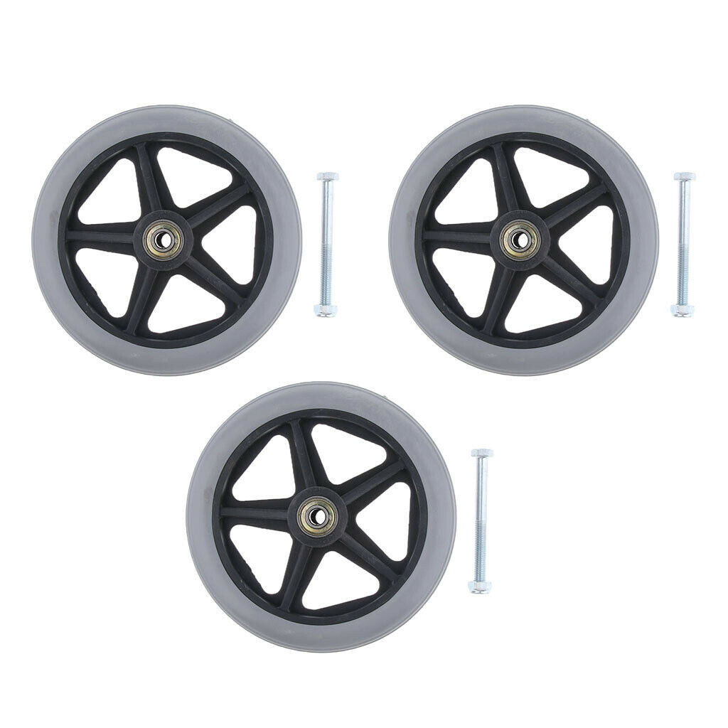3Pc ABS Wheelchair Replacement Front Wheel 5/16" Castor Wheelchairs Supplies