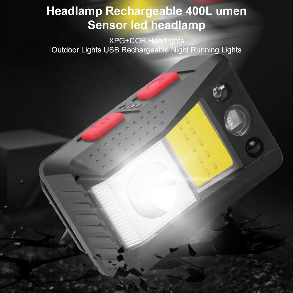 Smart Waving Sensor LED Outdoor Headlight Fishing RGB Light Flashing Headllamp