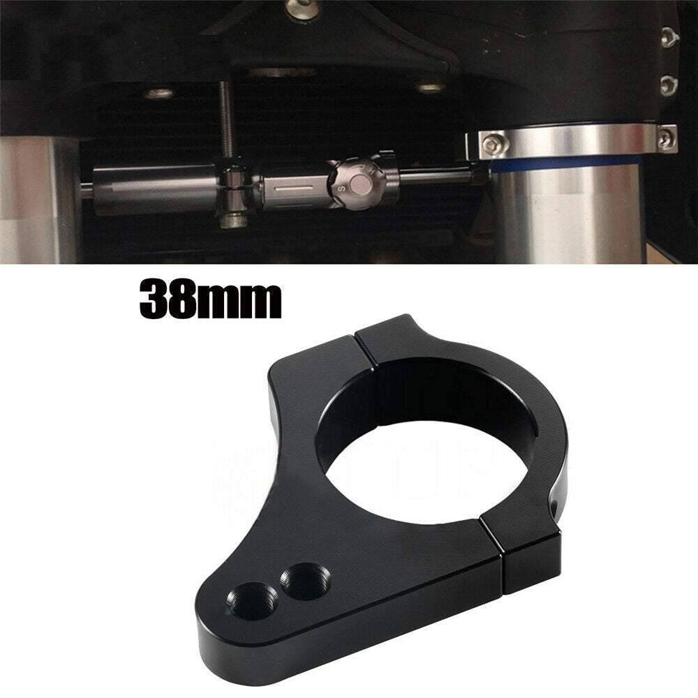 38MM Motorcycle Steering Damper Fork Bracket Black Aluminium Alloy Universal
