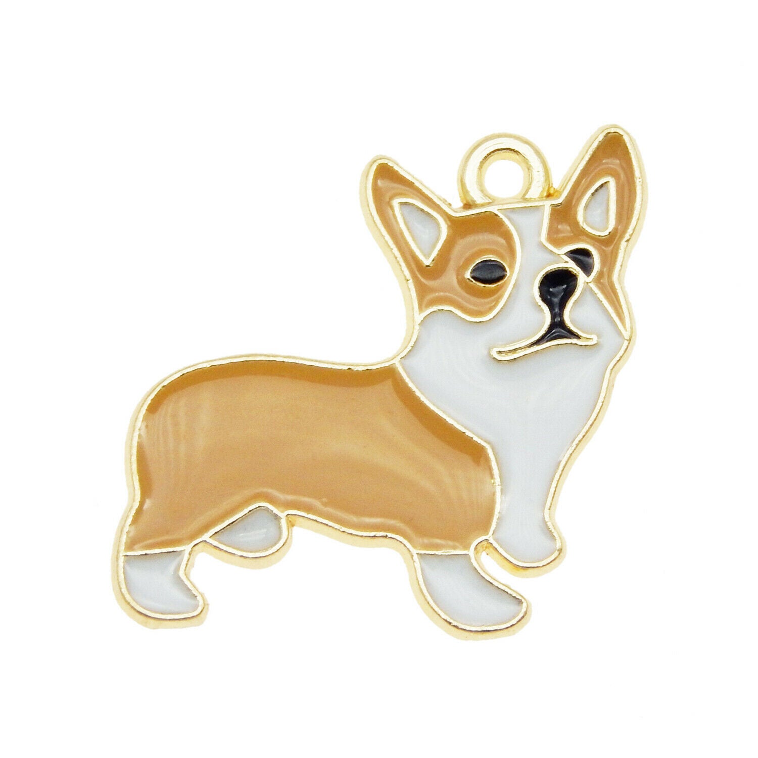 10 pcs Enamel Puppy Dog Charm Corgi Alloy For Pendant Jewelry DIY Crafts 23*22mm