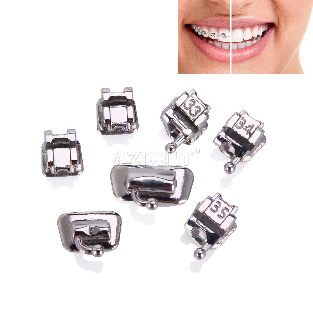 3xDental Orthodontic Self-ligating Brackets Braces 3 4 5 Hooks Roth 022" AZDENT