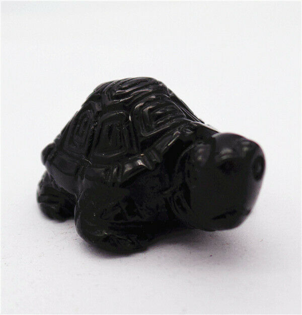 35x25x17mm Black Obsidian Carved Tortoise Decoration Statue Home Decor HH7909