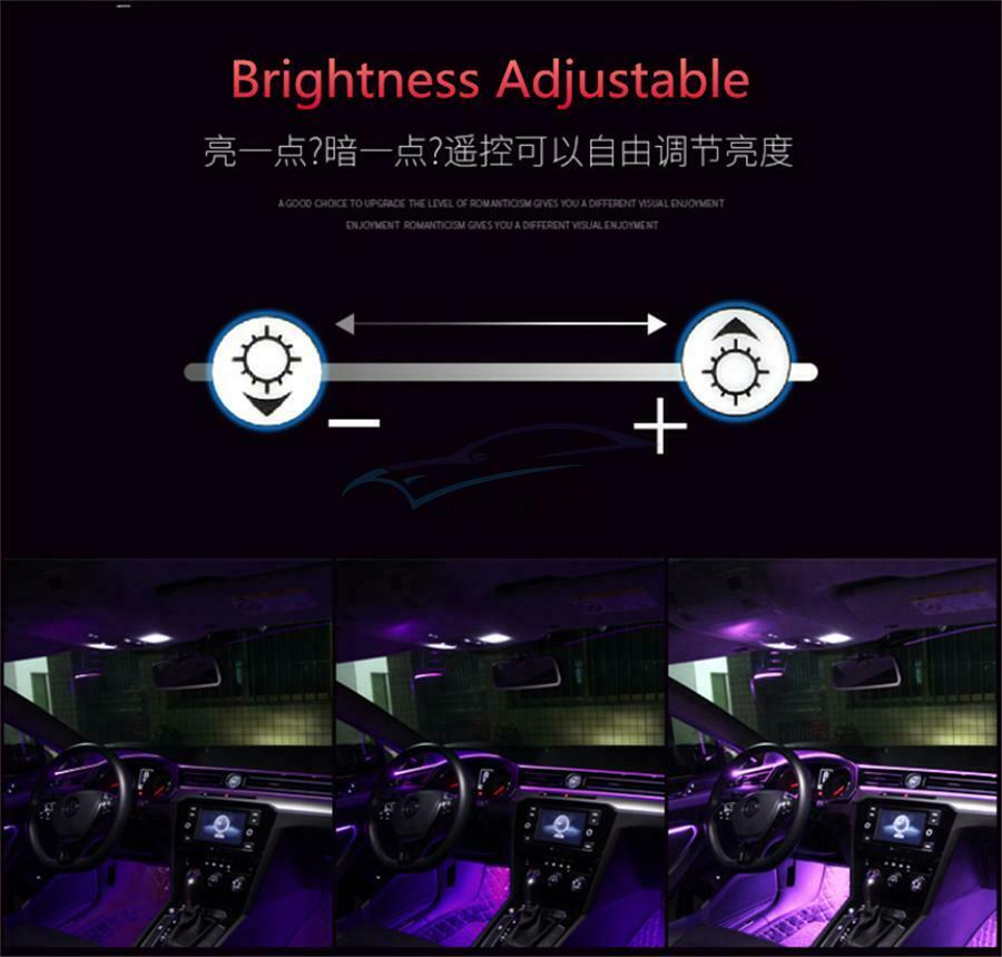 2M Car Center Console RGB LED Ambient Light Fiber Optic Light with APP Control
