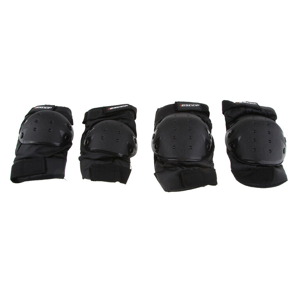 4 Pcs Black Elbow Knee Shin Armor Gear Guard Protector for Riding