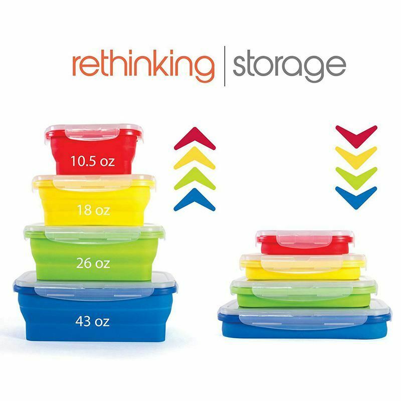 Thin Bins Collapsible Containers-Set of 4 Silicone Food Storage Containers - BU8