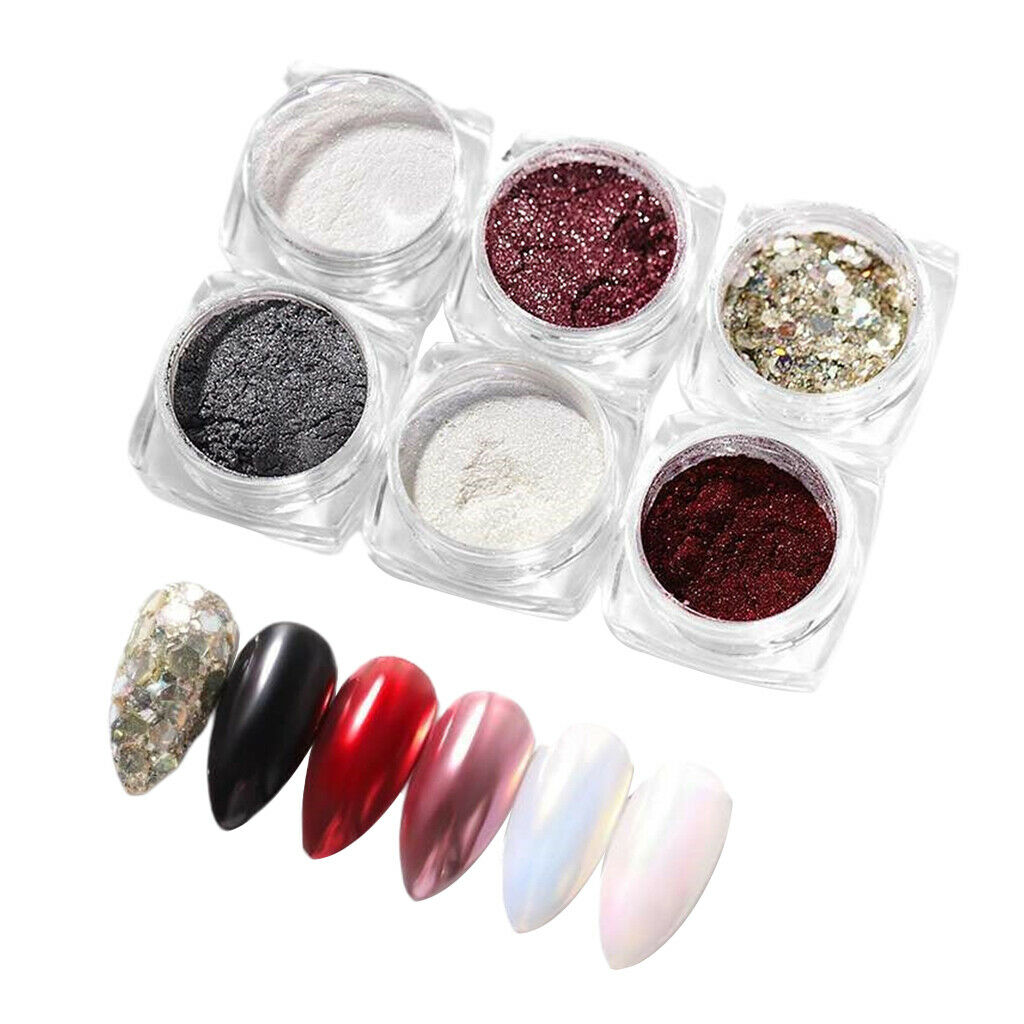 6 Colors Nail Art Glitters Powder Shiny Manicure Sequins Flakes Paillette 03