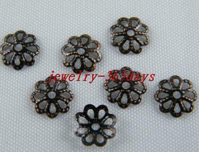 2000pcs Copper Plated Nice Little Flower Bead Caps 7mm