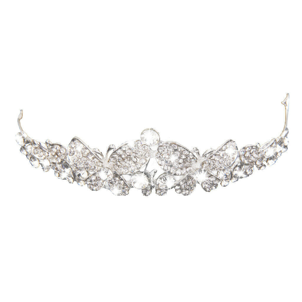 Wedding Tiaras And Crowns Veil Headband Rhinestone Butterfly Pageant Tiara