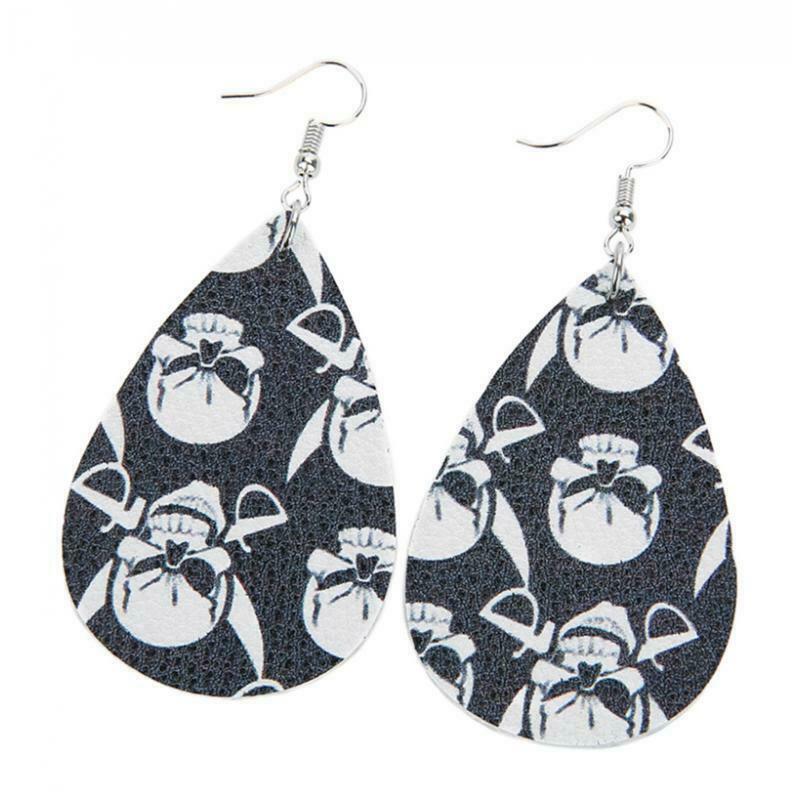 Halloween PU Leather Water Drop Teardrop Dangle Drop Earrings Jewelry I